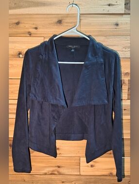 Suede Drape Front Jacket By Romeo & Juliet - Size S - Navy Blue Color